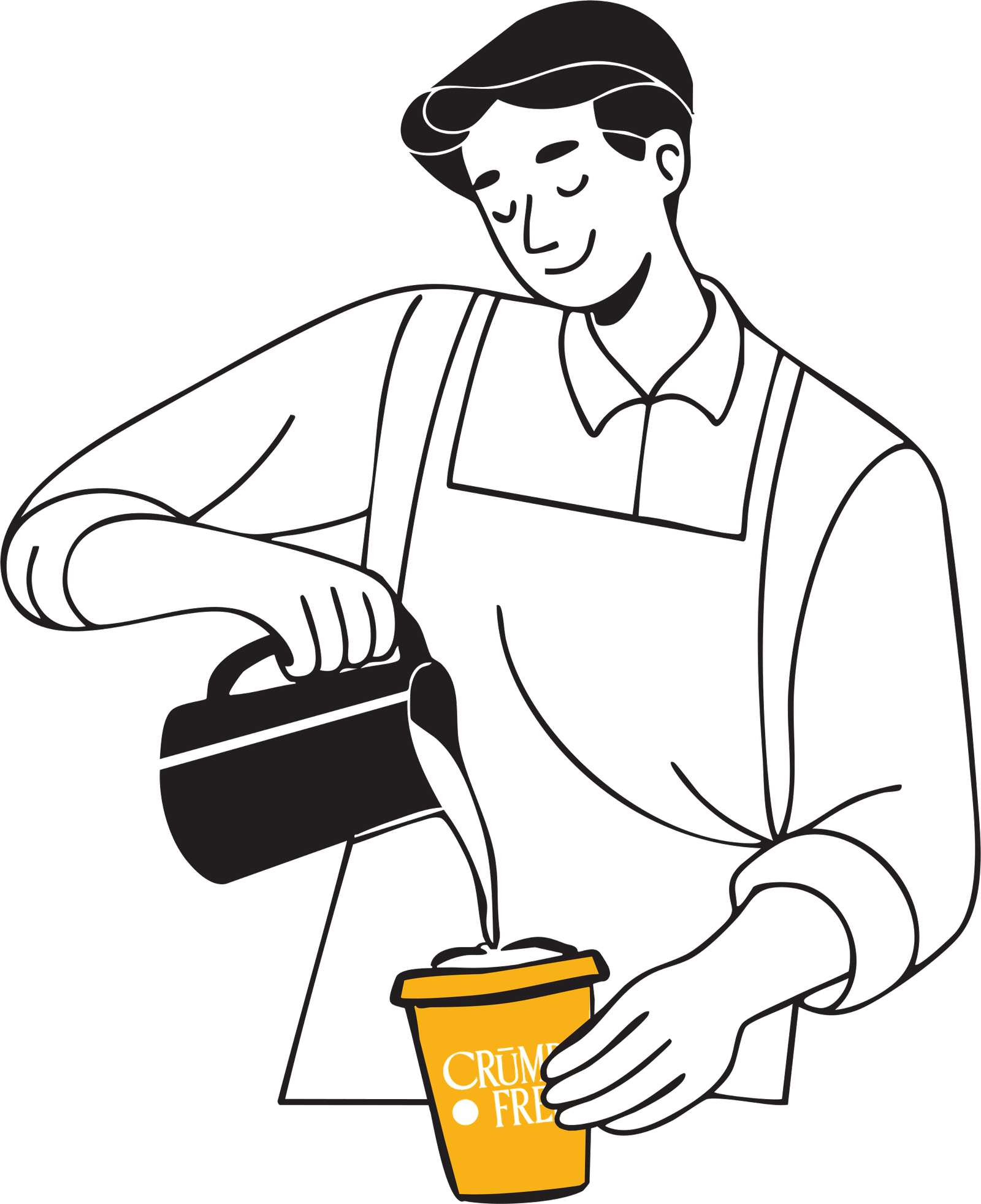 A Crumb Free barista pouring a fresh gluten-free coffee
